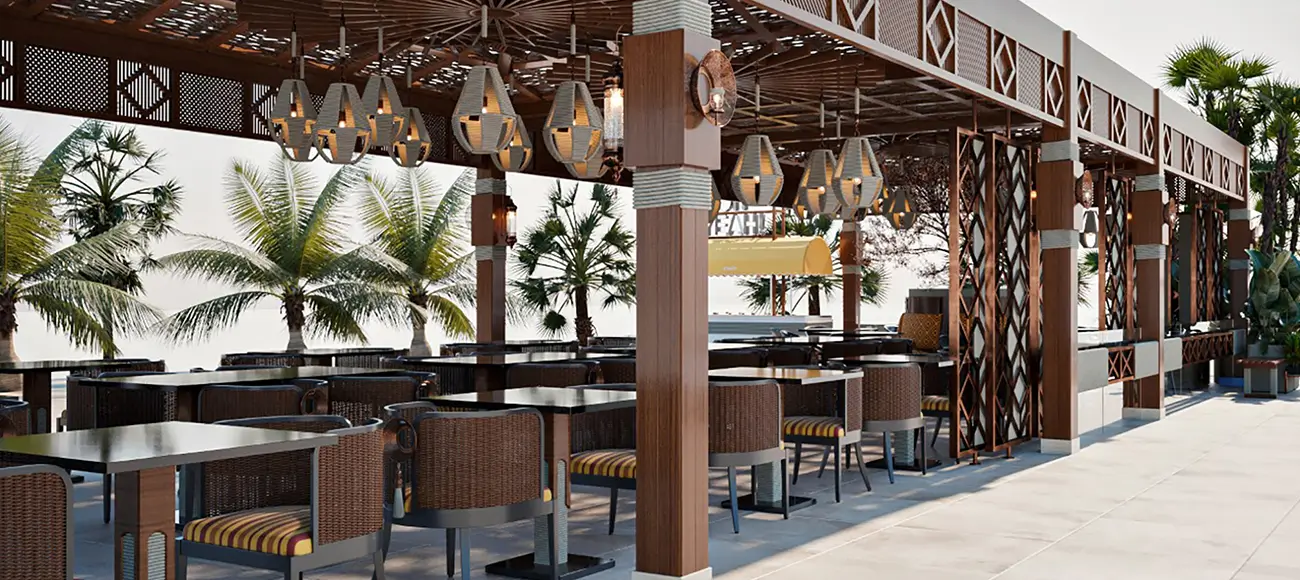 Kempinski Soma Bay restaurant interior by Sketchure | Hotel interior design portfolio in Egypt featuring modern comfort and natural elements