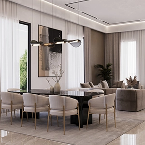 Modern residential living room design by top interior designers in Egypt