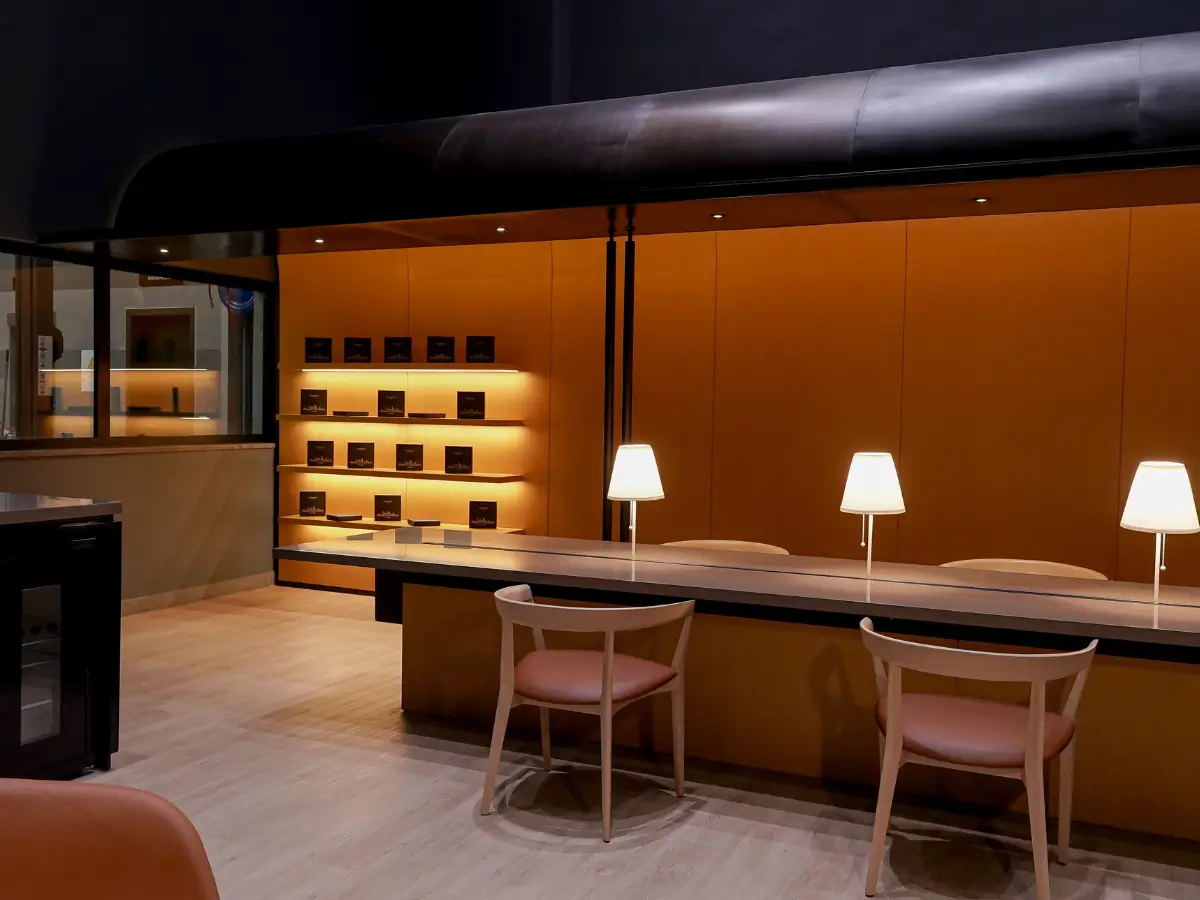 Interior designer planning a functional space layout showing space planning, materials, lighting design, and furniture selection