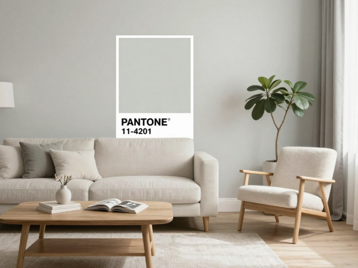 Pantone’s Color of the Year 2026 Cloud Dancer 11-4201 airy white creating calm and serene interior design spaces