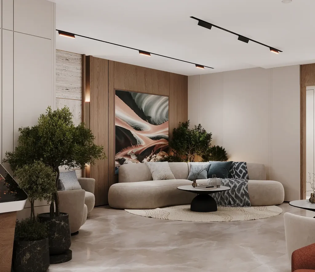 تصميم منطقة استقبال واستراحة في مكاتب شركات حديثة